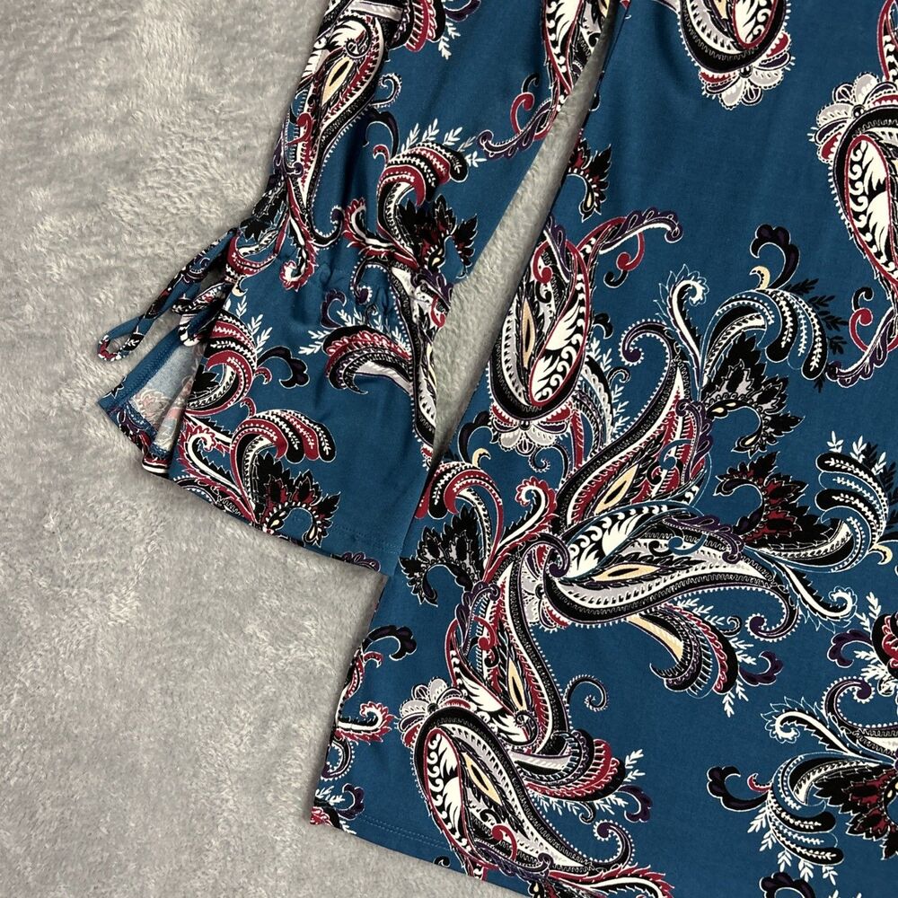White House Black Market Paisley Womens Shirt Top Boho Hippie Gypsy Y2K Long S - Picture 4 of 13